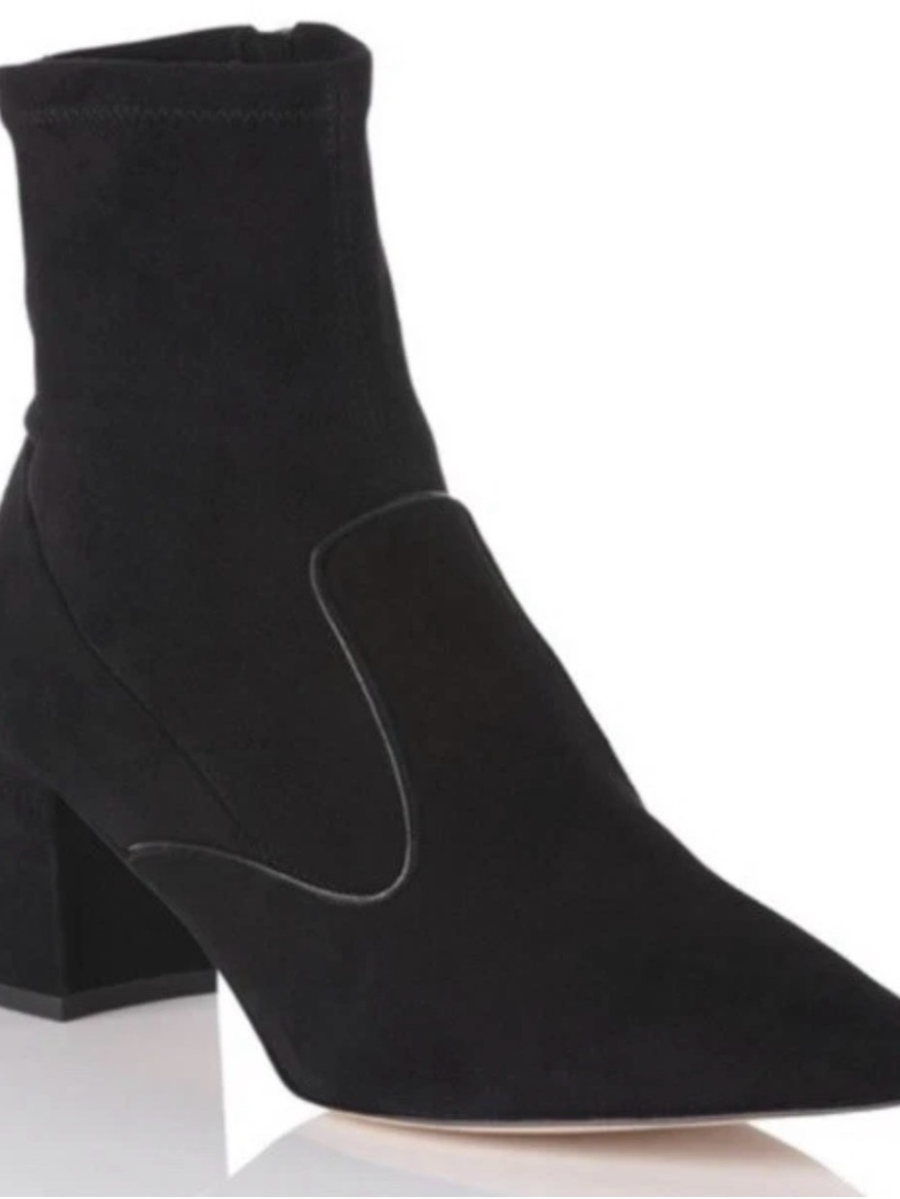 LK Bennett Black Pointed Toe Block Heel Ankle Bootie